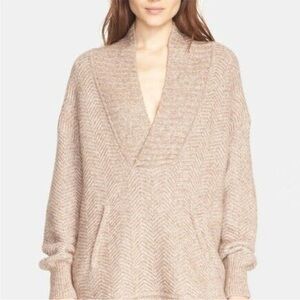 Vince Alpaca Merino Wool Sweater Women’s S Chevron Knit High Neck Pocket Tunic